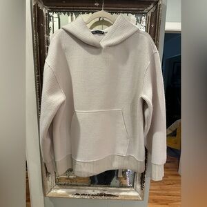 Zara Off-White Ribbed Hoodie